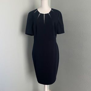 Badgley Mischka navy blue dress with neck cut outs